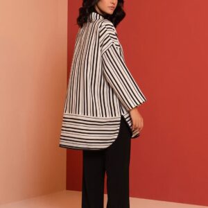 Korean BSY Black And White Strips Top Pant Set