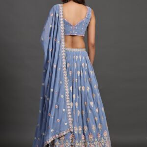 Powder Blue Georgette Party Look Elegant Lehenga Choli