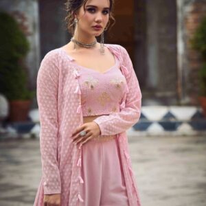 Dusty Pink Classy Indo Western With Stylish Koti