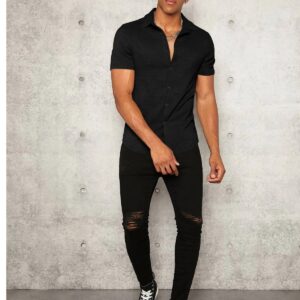 Black Colour Imported Casual Wear Short Sleeve Shirt For Men's