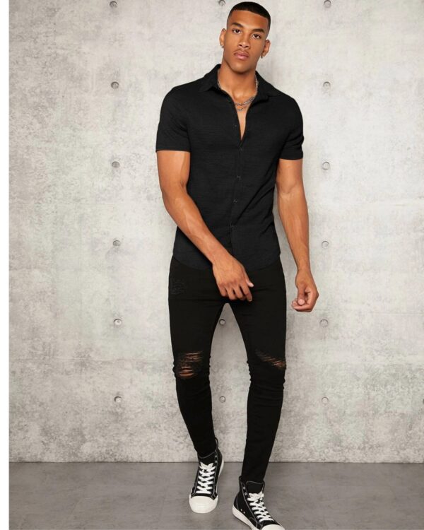 Black Colour Imported Casual Wear Short Sleeve Shirt For Men's