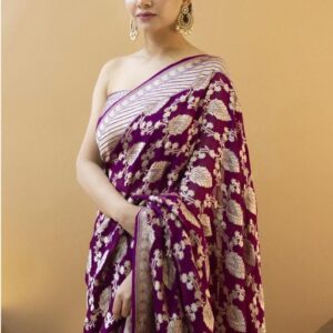 Beautiful Rich Pallu And Jacquard Work Lichi Silk Saree