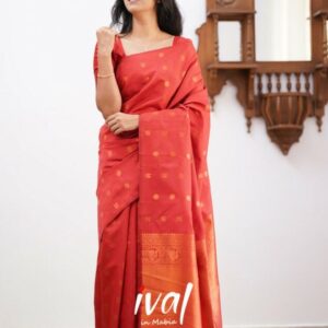 Stylish And Attractive Red Colour Rich Pallu Saree For Women