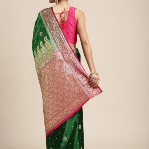 Saree With Unstitched Brocade Blouse