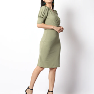 Casual Solid Women Green V-Neck Bodycon