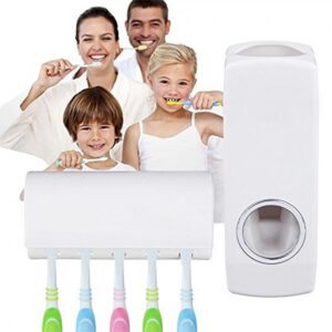 Automatic Toothpaste Dispenser with 5 toothbrush Holder Stand Set