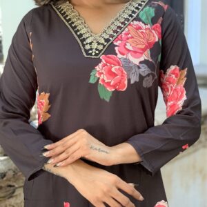 Designer Women Straight Kurta And Pant With Dupatta Set