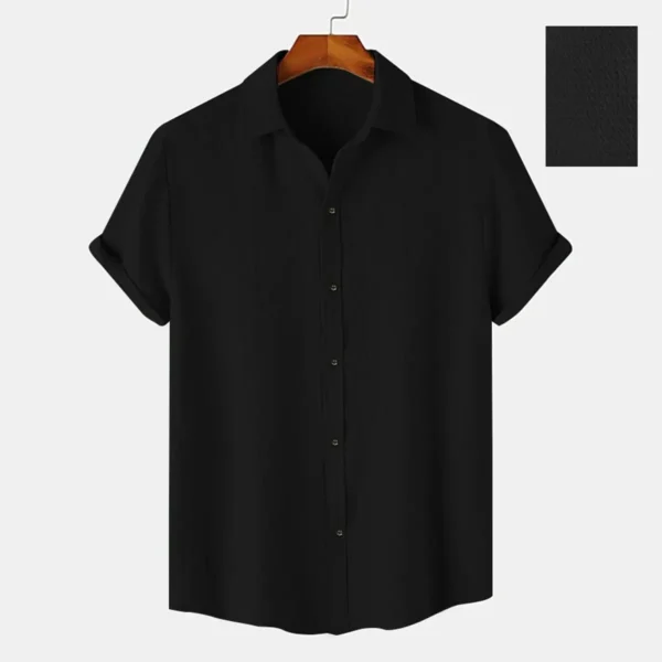 Men  Casual Wear Cotton Structured Black Shirt