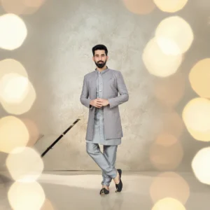 Gray Colour Sangeet Wear Mens Indowestern