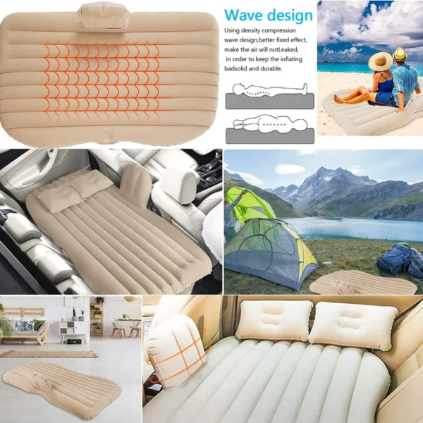 Premium Car Inflatable Bed with Pump & 2 Air Pillow|Quick Inflatable Back Seat Bed|Car Inflatable Mattress|Car Bed Mattress