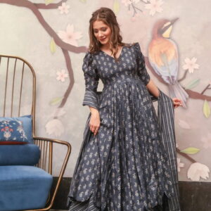 Grey Color Glamorous Fancy And Elegant partywear Kurta Set For Women