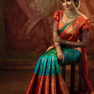 Beautiful Banarasi Multicolour Soft Lichi Silk Saree