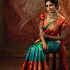 Beautiful Banarasi Multicolour Soft Lichi Silk Saree