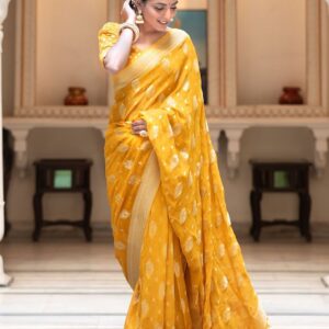 Beautiful Lichi Silk Saree With Jacquard Work