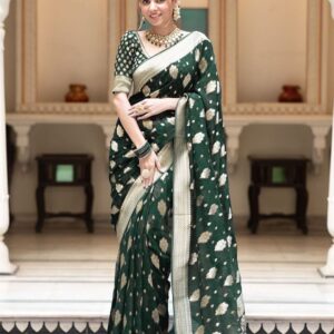 Beautiful Lichi Silk Saree With Jacquard Work