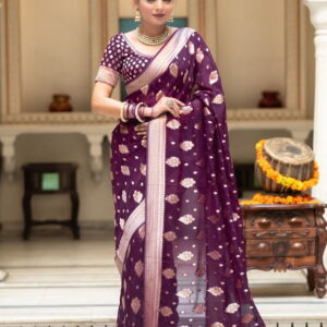 Beautiful Soft Lichi Silk Saree With Jacquard Work