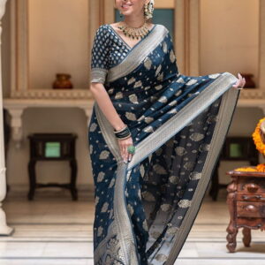 Beautiful Soft Lichi Silk Saree With Jacquard Work