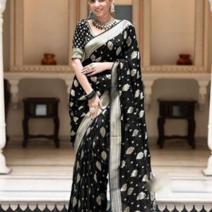 Beautiful Soft Lichi Silk Saree With Jacquard Work