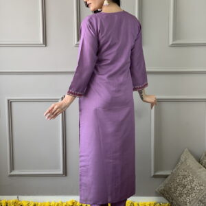 Luxurious Chanderi Silk Purple Kurta Set with Bottom and Dupatta