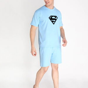 Sky Plain T Shirt Half Sleeve And Shorts With Pocket