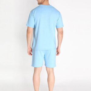 Sky Plain T Shirt Half Sleeve And Shorts With Pocket