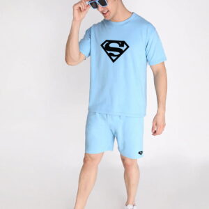 Sky Plain T Shirt Half Sleeve And Shorts With Pocket