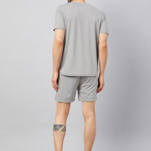 Grey Plain T Shirt Half Sleeve And Shorts With Pocket