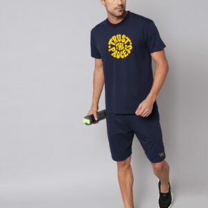 Navy Blue Plain T Shirt Half Sleeve And Shorts With Pocket