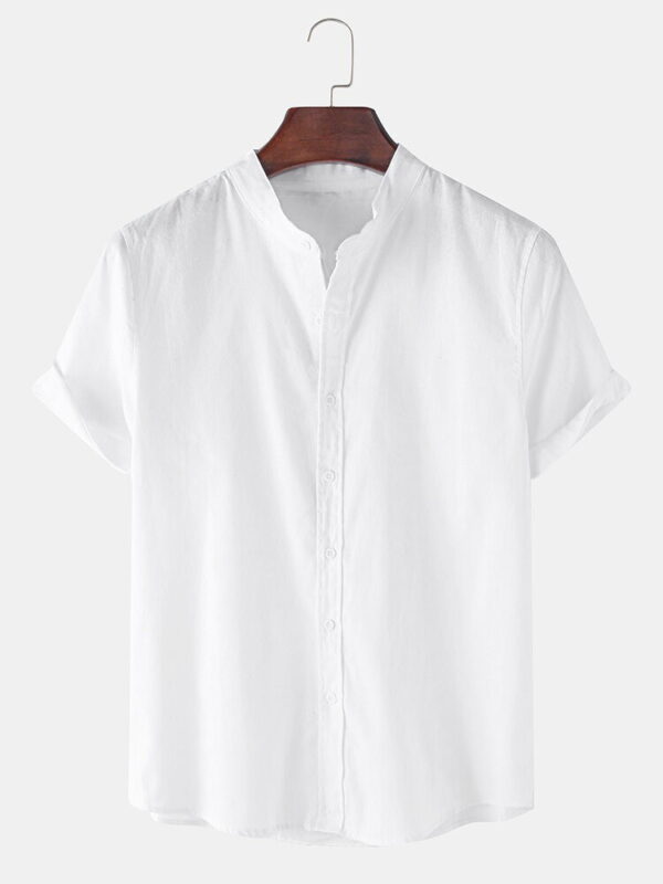 White Colour Men's Casual Wear Cotton Blend Plain Shirt