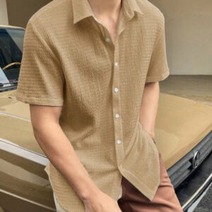 Cream Colour Men  Casual Wear Cotton Structured Shirt