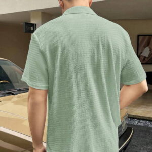 Light Green Colour Men's Casual Wear Cotton Structured Shirt