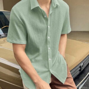 Light Green Colour Men's Casual Wear Cotton Structured Shirt