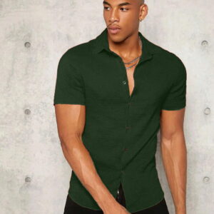 Dark Green Colour Imported Casual Wear Short Sleeve Shirt For Men's