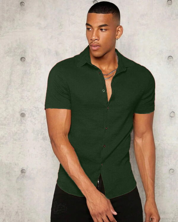 Dark Green Colour Imported Casual Wear Short Sleeve Shirt For Men's