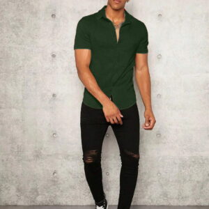 Dark Green Colour Imported Casual Wear Short Sleeve Shirt For Men's