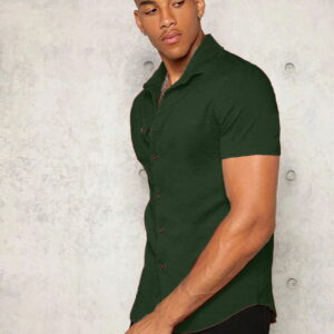 Dark Green Colour Imported Casual Wear Short Sleeve Shirt For Men's