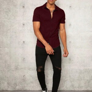 Maroon Colour Imported Casual Wear Short Sleeve Shirt For Men's