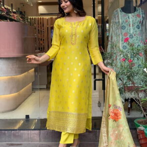 Women's Natural Crep Kurti Pant With Dupatta Collection