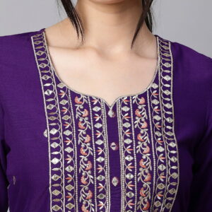 Women Embroidery Rayon Slub Kurta Set