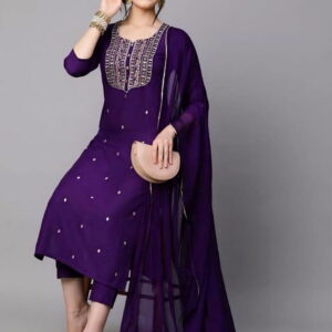 Women Embroidery Rayon Slub Kurta Set