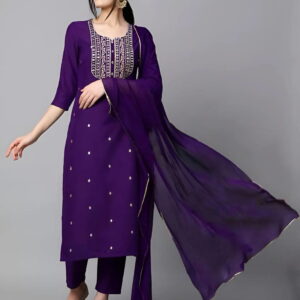 Women Embroidery Rayon Slub Kurta Set