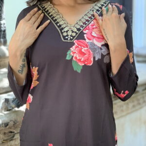 Designer  Floral Kurta Set with Bottom and Dupatta