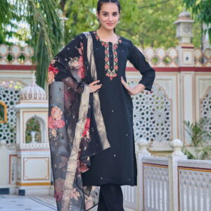 Designer Pure Chanderi  Kurta With Pant And Beautiful Dupatta