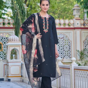 Designer Pure Chanderi  Kurta With Pant And Beautiful Dupatta