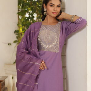 Beautiful and Simple Embroidered Kurta set With Bottom and Dupatta