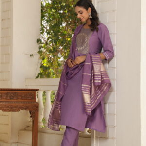 Beautiful and Simple Embroidered Kurta set With Bottom and Dupatta