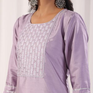 Embroidered Straight Kurta with Trousers & And Dupatta