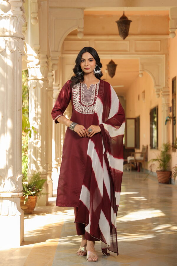 Embroidered Design Aari Work Chanderi Cotton Kurta With duppata and Bottom