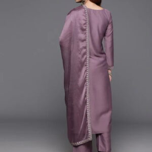 Onion Color Embroidered Women wear Kurta set with bottom wear and dupatta