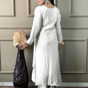 Women"s Off-White Embroidery Straight Kurta Pant With Dupatta